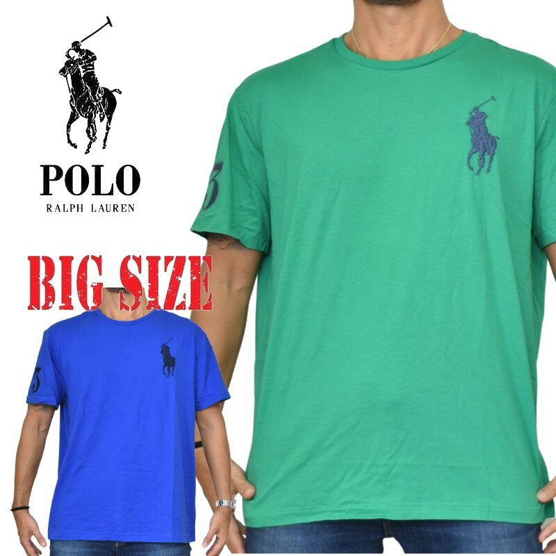 ポロ ラルフローレン クルーネック 半袖Tシャツ ビッグポニー刺繍 BIG PONY 白 ネイビー ピンク ブラック 黒 XL XXL POLO Ralph Lauren 大きいサイズ メンズ [M便 1/1]