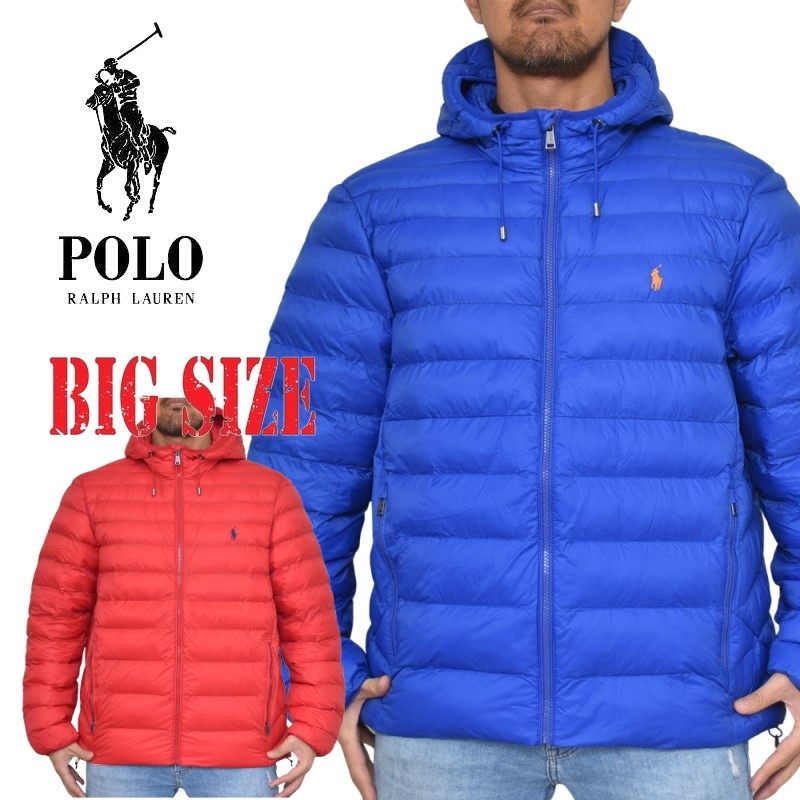 ポロラルフローレン POLO RALPH LAUREN 中綿ジャケット アウター フードダウン 赤 青 レッド ブルー XL XXL 大きいサイズ メンズ あす楽