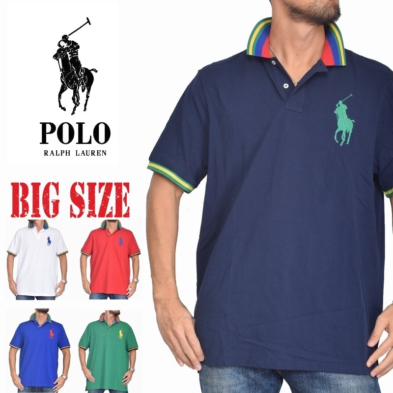 ポロラルフローレン POLO RALPH LAUREN ビッグポニー 鹿の子 半袖ポロシャツ classic fit ネイビー 白 赤 青 緑 XL XXL 大きいサイズ メンズ あす楽