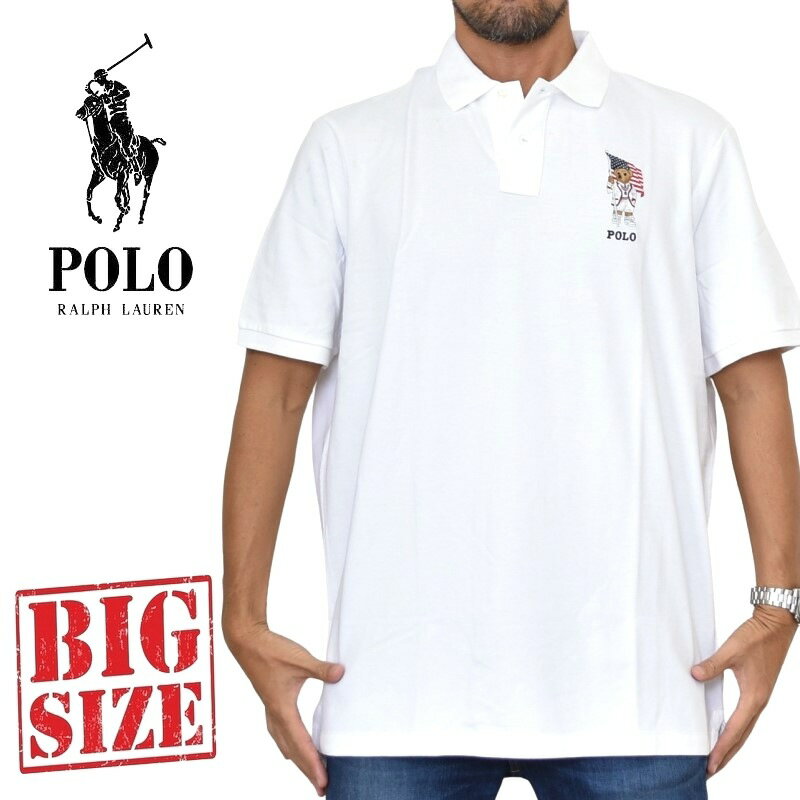 ポロラルフローレン POLO RALPH LAUREN ポロベアー 鹿の子 半袖ポロシャツ classic fit 白 ホワイト XL XXL 大きいサイズ メンズ あす楽