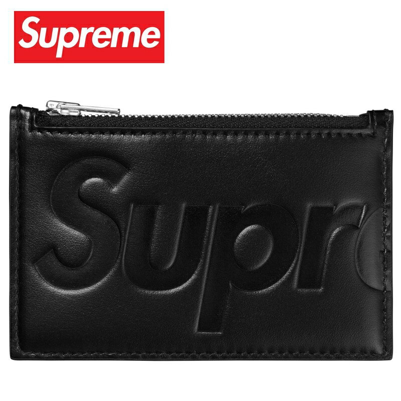 Supreme シュプリーム Leather Zip Card Holder BLACK シュプリーム レザー ジップ カード ホルダー ブラック イタリア製 カードケース 小銭入れ 財布 黒 ブラック