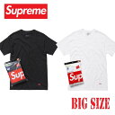 大きいサイズ メンズ Supreme シュプリーム Supreme Hanes Tagless Tees (3 Pack) ヘインズ 半袖Tシャツ ワンポイント...