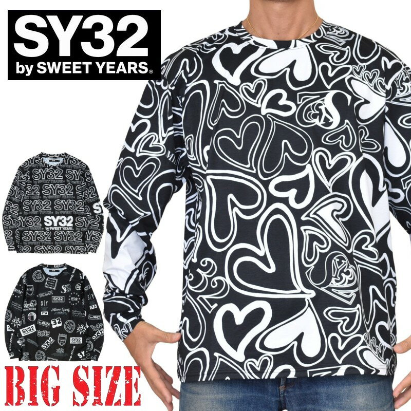 大きいサイズ メンズ SY32 by SWEET YEARS スウィートイヤーズ NEW GRAPHIC PATTERN L/S TEE ロンT 長袖Tシャツ XXXL XXXXL