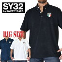 SY32×DEFF SY32 by SWEET YEARS スウィートイヤーズ 半袖 ポロシャツ ゴルフウエア イタリア ワンポイント刺繍 ITALY WAPPEN PILE POLO SHIRTS 黒 白 ネイビー XXXL XXXXL 大きいサイズ メンズ あす楽