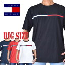 大きいサイズ メンズ TOMMY HILFIGER トミーヒルフィガー ロゴ 刺繍 半袖Tシャツ 黒 白 ネイビー 赤 レッド TINO XXL XXXL XXXXL