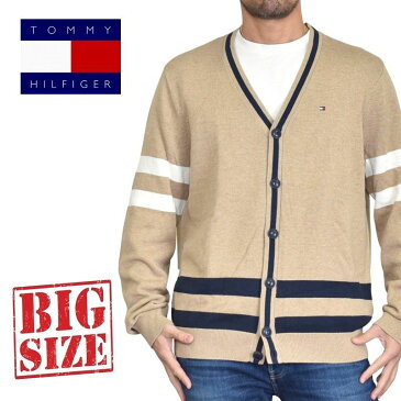 TOMMY HILFIGER トミーヒルフィガー カーディガン セーター ニット コットン 長袖 ワンポイント XL XXL XXXL 大きいサイズメンズ あす楽