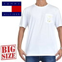 大きいサイズ メンズ TOMMY HILFIGER トミーヒルフィガー 半袖Tシャツ クルーネック ポケットワンポイント 白 ホワイト XL XXL 大きいサイズ メンズ