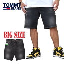 大きいサイズ メンズ トミーヒルフィガー TOMMY HILFIGER JEANS ブラックデニムショーツ ハーフパンツ ショーツ ハーパン 38 40 42 44インチあす楽