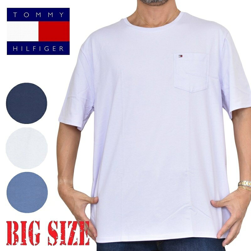 Plus Size Men's TOMMY HILFIGER Short-Sleeve T-Shirt, Crew Neck, Embroidered Logo, Chest Pocket, XXL