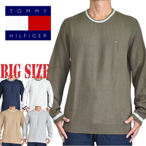 TOMMY HILFIGER トミーヒルフィガー ワッフルカットソー 長袖Tシャツ ロンT トップス ネイビー XL XXL XXXL 大きいサイズ メンズ あす楽