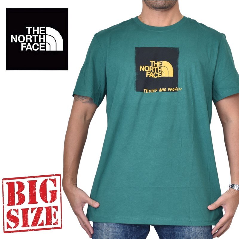 ノースフェイス 大きいサイズ メンズ 半袖 Tシャツ TESTED PROVENT TEE ボックスロゴ グリーン 緑 XL XXL THE NORTH FACE USAモデル