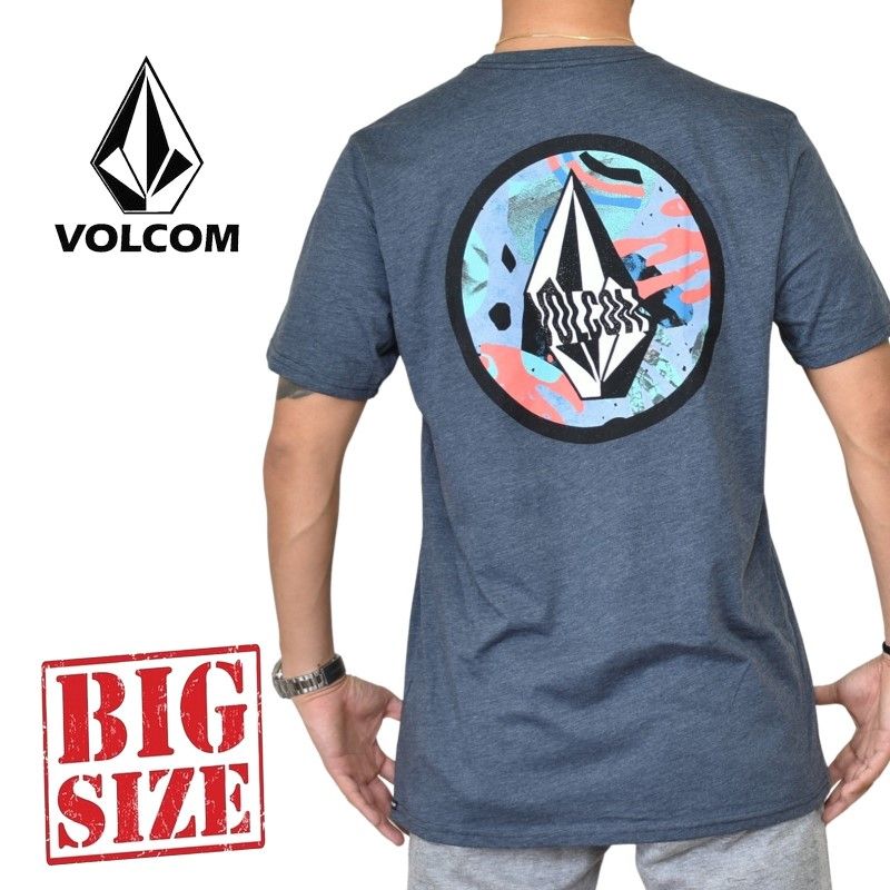 VOLCOM ボルコム 半袖Tシャツ バックプリント ヘザーネイビー USAモデル XL XXL 大きいサイズ メンズ