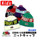 【FRUIT OF THE LOOM】フルーツオブザルーム ニットキャップ スキー帽 ブランド刺繍ロゴ ジュニア用 フリーサイズ