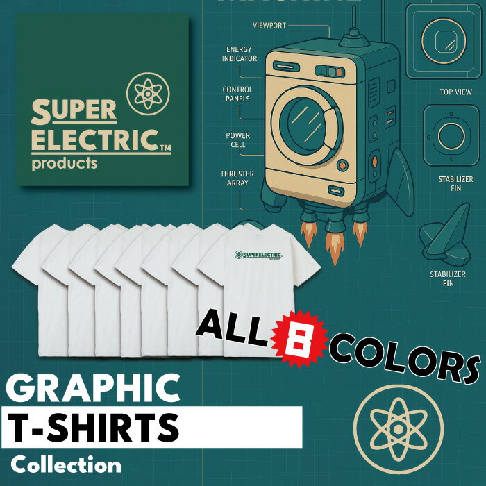 乐天商城 - 【SUPER ELECTRIC Products スーパーエレクトリックプロダクツ】レディース/メンズ Tシャツ XS-XL 家電 未来 レトロ sep-001 選べる8デザイン展開