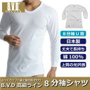 【BVD DELUXE】8分袖 Tシャツ メンズ BVD デラックス 蒸れない 部屋着 定番 旅行 室内着 快適 プレゼントにも 無地 d848