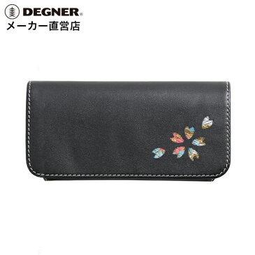 デグナー DEGNER レザーロングウォレット WV-12K 都桜 ブラック 長財布 シンプル 和柄