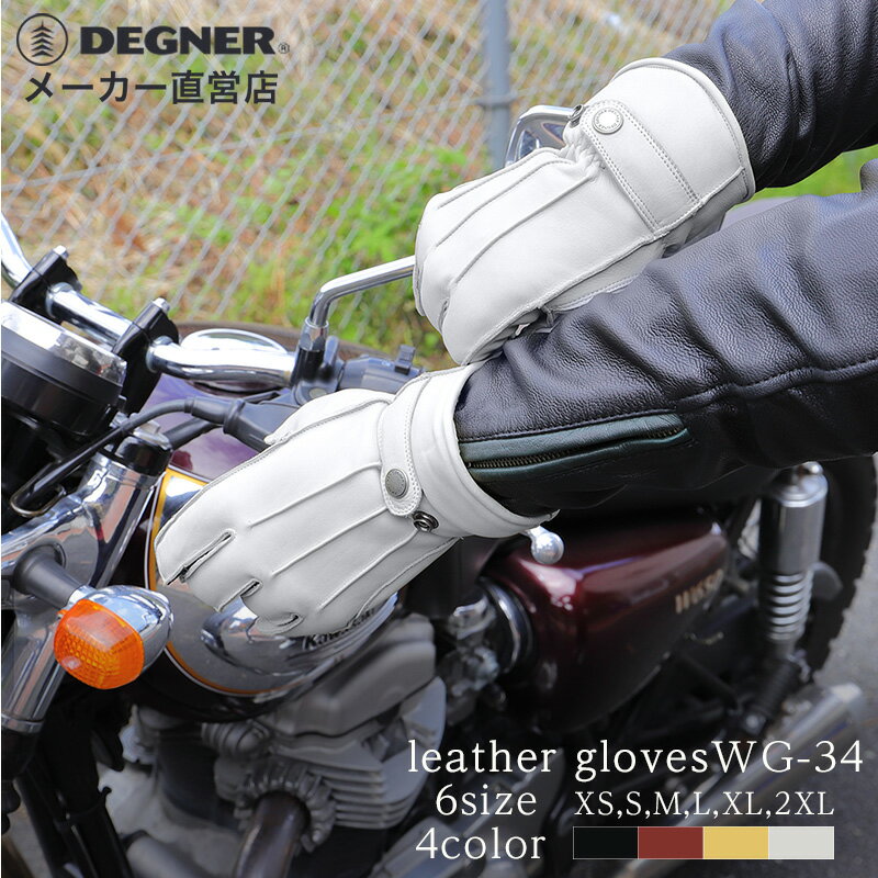 デグナー メンズ ウィンターグローブ WG-34 ブラック/ブラウン/タン/アイボリー XS/S/M/L/XL 牛革 スマホ対応 バイク ツーリング 防寒 ギフト 父の日 クリスマス バレンタイン プレゼント