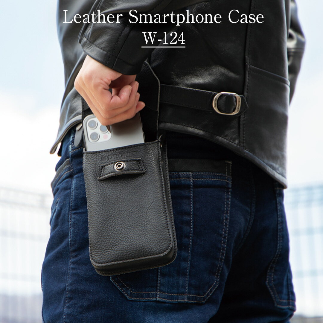 デグナー DEGNER【公式】レザースマートフォンケース ブラック/グレー 牛革 やぎ革 バイク W-124【無料ラッピング】