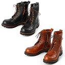 デグナー DEGNER メンズ シフトガード付レザーブーツ HS-B12 レースアップ ブラック ブラウン 牛革 ZIPPER ジップ【無料ラッピング】