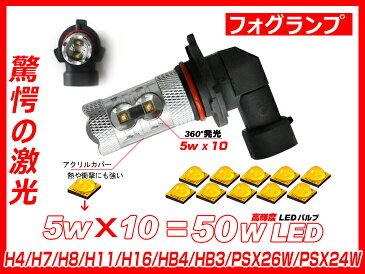 【即納】50W LED フォグランプ 製品揃 H8 H11 H16 HB4 HB3 H7 PSX26W アルミヒートシング/ホワイト/汎用 トヨタ/スバル/ダイハツ 12V対応 フォグ用 送料無料 LEDフォグランプ プリウス/アクア