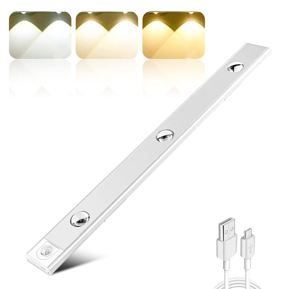 【即納】人感センサーライト LEDライト 40cm 室内 バーライト 明暗センサー USB充電式 三段階調色(昼光色、昼白色、電球色) 無段階調光 磁石式 小型...