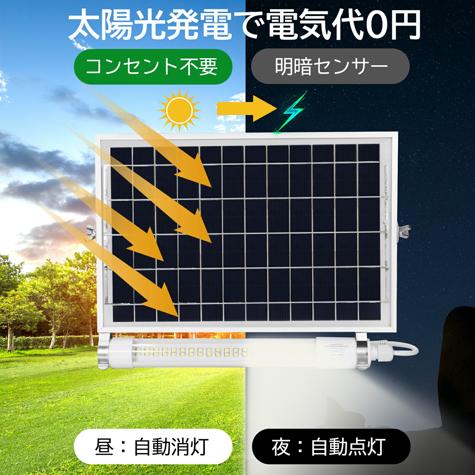 即納 【4個セット】100W ソーラーライト 投光器 蛍光灯 人感センサー 昼光色 防犯ライト 太陽光発電 明暗センサー 6500k 広角 175°角度 IP65 8000mAh 超大電池容量 1年保証 センサーライト 野外 庭 玄関 明るい おしゃれ 照明 高輝度 送料無料