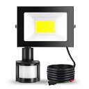 即納!1台 30W 300W相当 薄型 LED 投光器人感センサー 防犯ライト センサーライト 昼光色 6000K 屋外 コンセント式 LED投光器 LED 作...