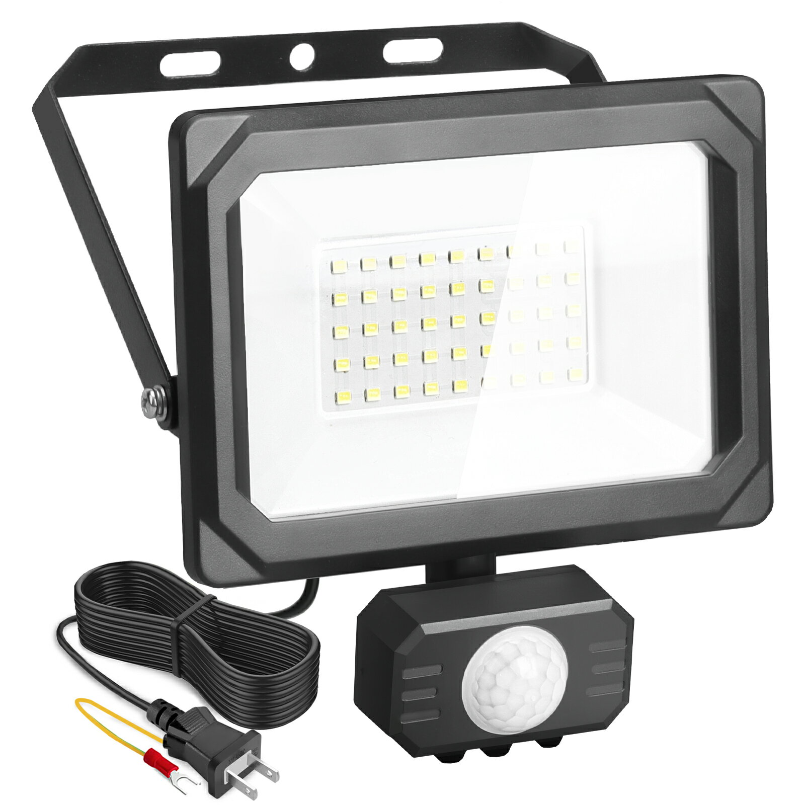 【即納】6台 センサーライト コンセント式 30W LED投光器 屋外 昼光色 6500K 3200LM 泥棒 空き巣 防犯..