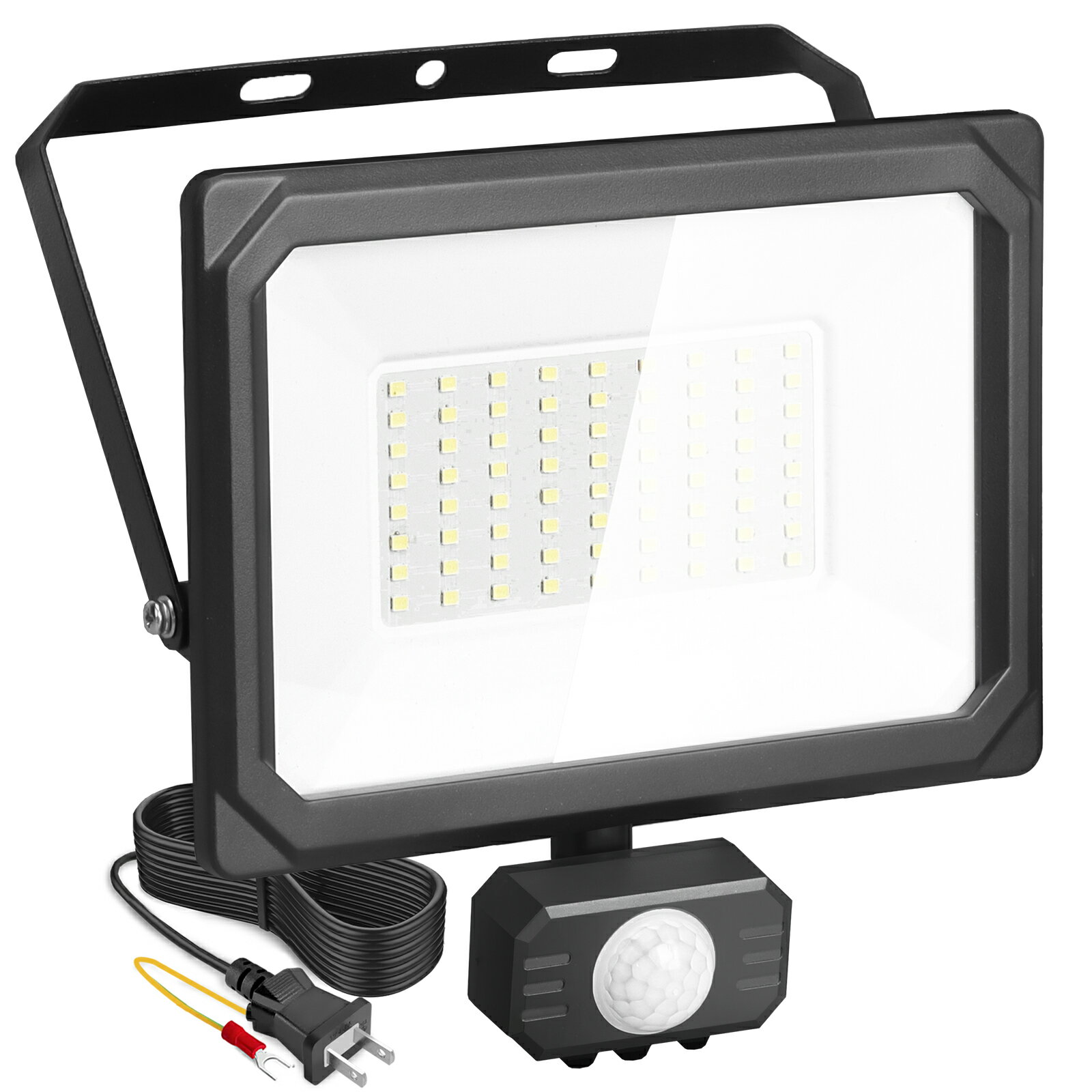 【即納】2台 センサーライト コンセント式 50W LED投光器 屋外 昼光色 6500K 550LM 泥棒 空き巣 防犯ラ..