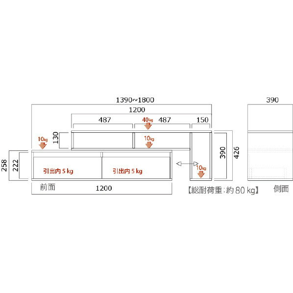 朝日木材 AS-SW1400-DB 55V型対応 テレビ台 SWシリーズ ダークブラウン(ウォールナット木目) [ASSW1400DB]　※配送設置：最寄のエディオン商品センターよりお伺い致します。[※サービスエリア外は別途配送手数料が掛かります]