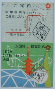 【中古】鉄道切符 万国博観覧記念乗車券　阪神電鉄・地下鉄線