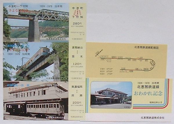 【中古】1924〜1978　55年間北恵那鉄道線おわかれ記念乗車券