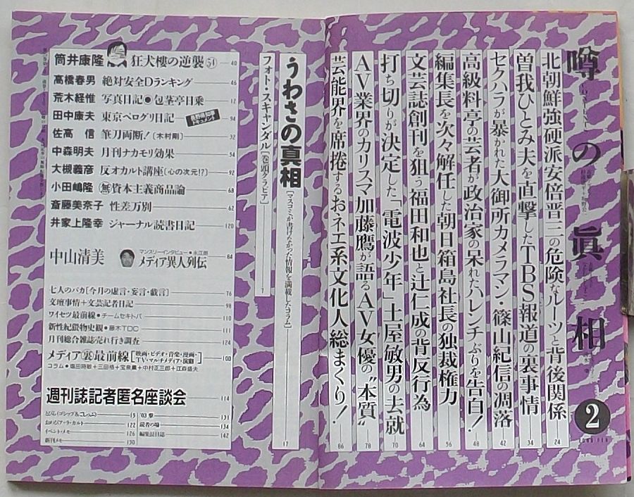 Rakuten - 【中古】噂の真相　2003年2月号第25巻第2号通巻291号