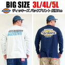 メンズ 大きいサイズ ブランド Dickies ディッキーズ Tシャツ 長袖 3L 4L 5L ホワイト ネイビー ブラック オートミール オーバーサイズ ビックシルエット プリント ワンポイント レディース ユニセックス ペア オススメ 春 秋 冬