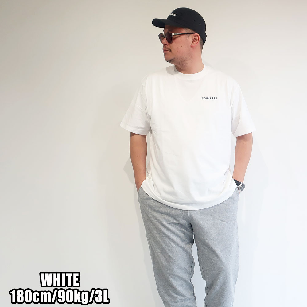 メンズ 大きいサイズ メンズ Converse コンバース Tシャツ 半袖 XL 3L 4L 5L ブランド 黒 白 ネイビー チャコール カーキ ベージュ ブラウン オーバーサイズ ビックシルエット ロゴ 無地 レディース ユニセックス ペア オススメ 春 夏 秋