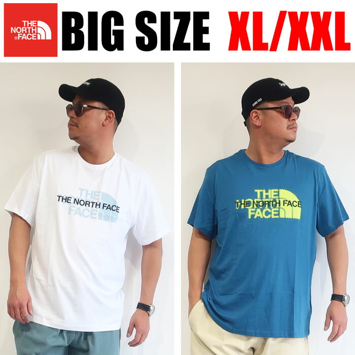 THE NORTH FACE ノースフェイス メンズ 大きいサイズ Tシャツ ブランド 半袖 XL XXL 2L 3L 4L 白 ホワイト ブルー 新作 トレッキング アウトドア シンプルロゴ Uネック 丸襟 丸首 カットソー 大人 30代 40代 50代 NF0A5IH1