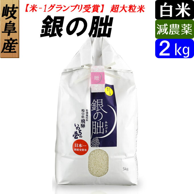 【白米】 岐阜産　銀の朏（ぎんのみかづき） いのちの壱　お米2kg　大粒 日本一のお...