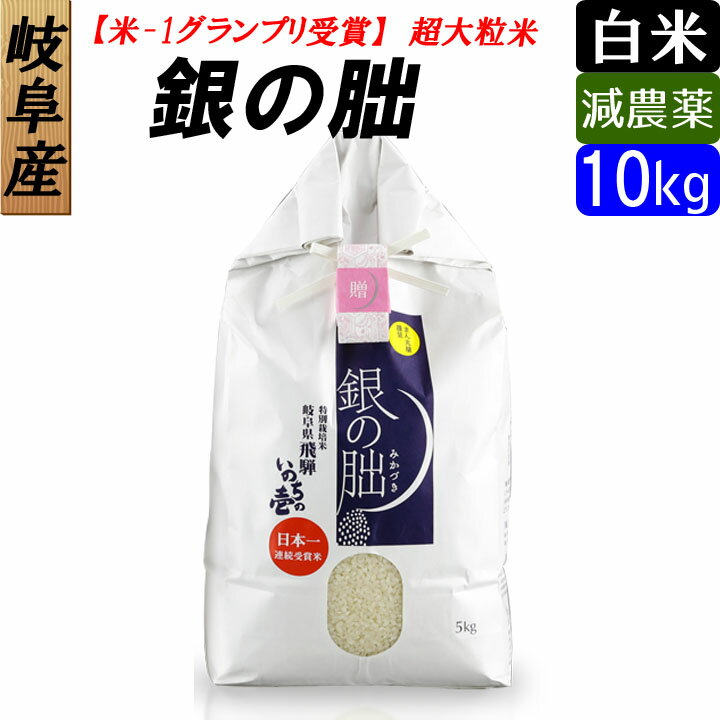 【白米】 岐阜産　銀の朏（ぎんのみかづき） いのちの壱　お米10kg　大粒 日本一の...