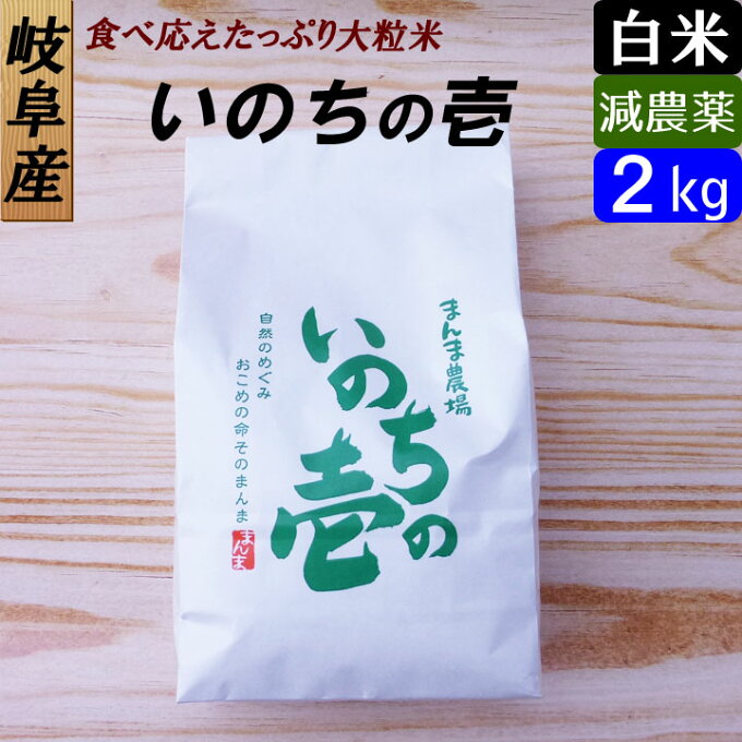 【白米】 岐阜産 いのちの壱　お米2kg　大粒 日本一のお米に選ばれました！減農薬...