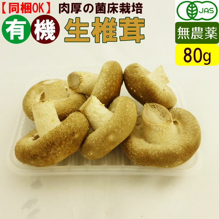 有機 椎茸 80g オーガニック 肉厚しいたけ 菌床 岐阜県産