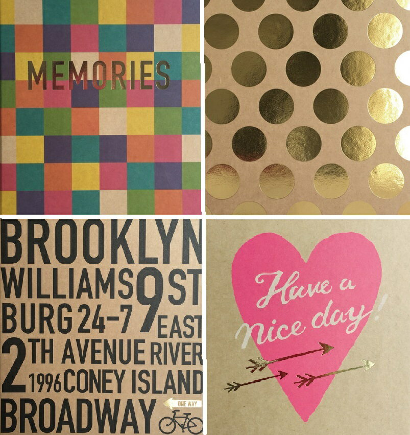 クラフトアルバム (S) アルバム カラフル チェック ドット ゴールド ハート ブルックリン 卒業 入学 結婚 ギフト 台紙アルバム かわいい 可愛い おしゃ...