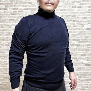 PIACENZA ( ピアチェンツァ ) ダークネイビー タートルネック ヴァージンウール ニット ハイゲージ タートル イタリア製 25AW 秋冬