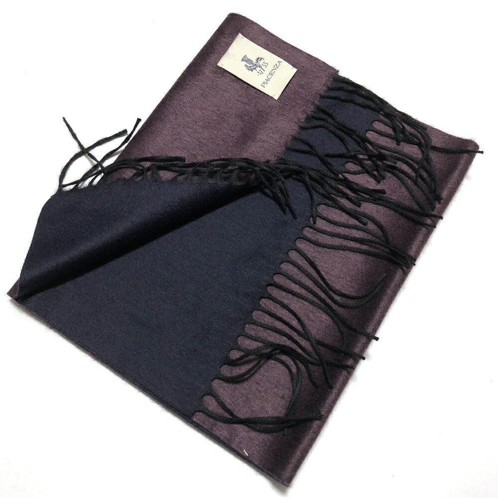 PIACENZA ピアチェンツァ マフラー パープルマフラー ネイビーマフラー リバーシブルマフラー ダブルフ..