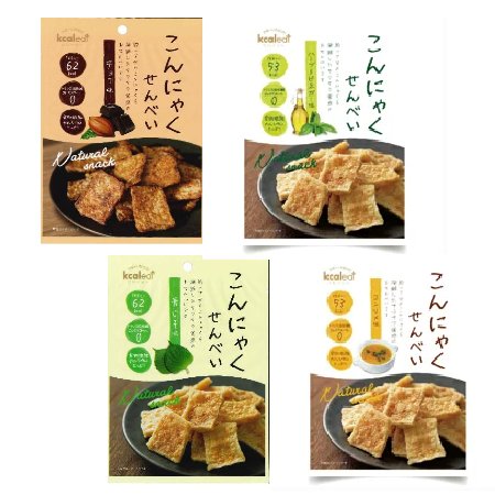 新登場！こんにゃくせんべい4種類カルテット♪ チョコ 青じそ コンソメ ハーブ＆ビネガー お試し 4個セット低カロリー ダイエット 健康おやつ スナック 詰め合わせ お菓子 ヘルシーギフト こんにゃく煎餅 スナック菓子 やみつき 美味しい おやつ 市販 バレンタインのサムネイル