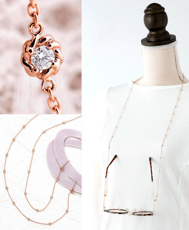 Deliciae ダイヤモンドネックレス 4WAYモデル 『カンパニュラ-campanula-縄目模様の枠』 【1.00ct】 K18【送料無料】日本製鑑定機関の鑑別書をお付けできます 代引手数料無料 品質保証書 ジュエリー ギフト 4通り K18YG K18WG K18PG ステーションネックレス 縄