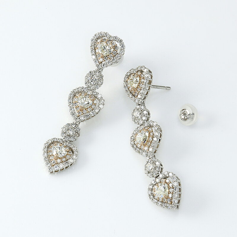 Deliciae Pt900＆K18PG ハートシェイプ 天然ダイヤモンド ハートピアス 2.74ct プラチナ K18 ダイヤ deliciae-10000669 Deliciae(デリシェ)ジュエリー サンプル画像2
