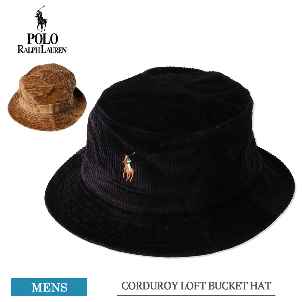 ポロ ラルフ ローレン ポロ ラルフ ローレン Polo Ralph Lauren 710880783 CORDUROY LOFT BUCKET HAT メンズ バケットハット バケット バケハ ハット 帽子 コーデュロイ 日除け帽子 紳士帽子 シンプル 春 秋冬 おしゃれ ブランド ワンポイントロゴ ブラック タン