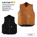 CARHARTT MEN 039 S RELAXED FIT FIRM DUCK INSULATED RIB COLLAR VEST カーハート ベスト 裏地 キルティング BROWN BLACK ブラウン ブラック 茶色 黒 USAモデル V01