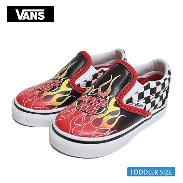 ワケあり-1539VANS TODDLERバンズ トドラー【VN000EX8UJ6】Classic Slip-Onクラシックスリッポン(Race Flame) Black/Racingレッド ブラック ホワイト チェッカーボード幼児用スニーカー 靴