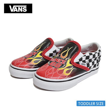 ワケあり-1538VANS TODDLERバンズ トドラー【VN000EX8UJ6】Classic Slip-Onクラシックスリッポン(Race Flame) Black/Racingレッド ブラック ホワイト チェッカーボード幼児用スニーカー 靴